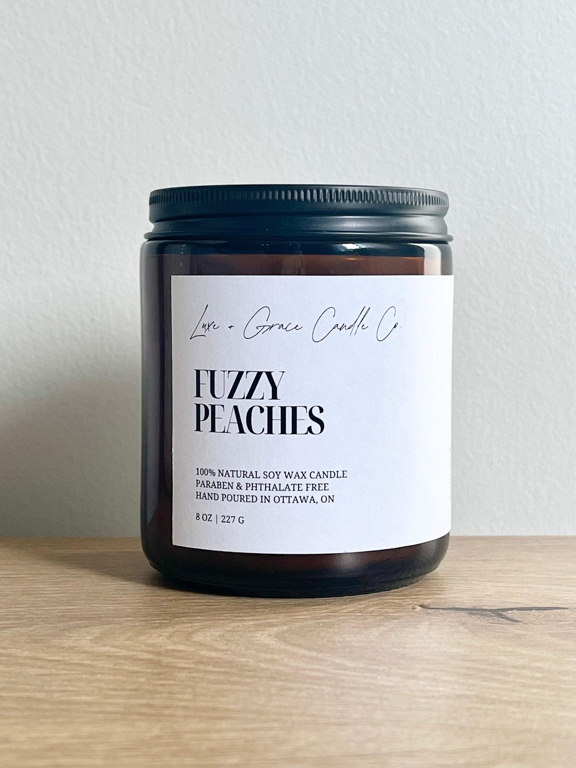fuzzy peaches natural soy wax candle