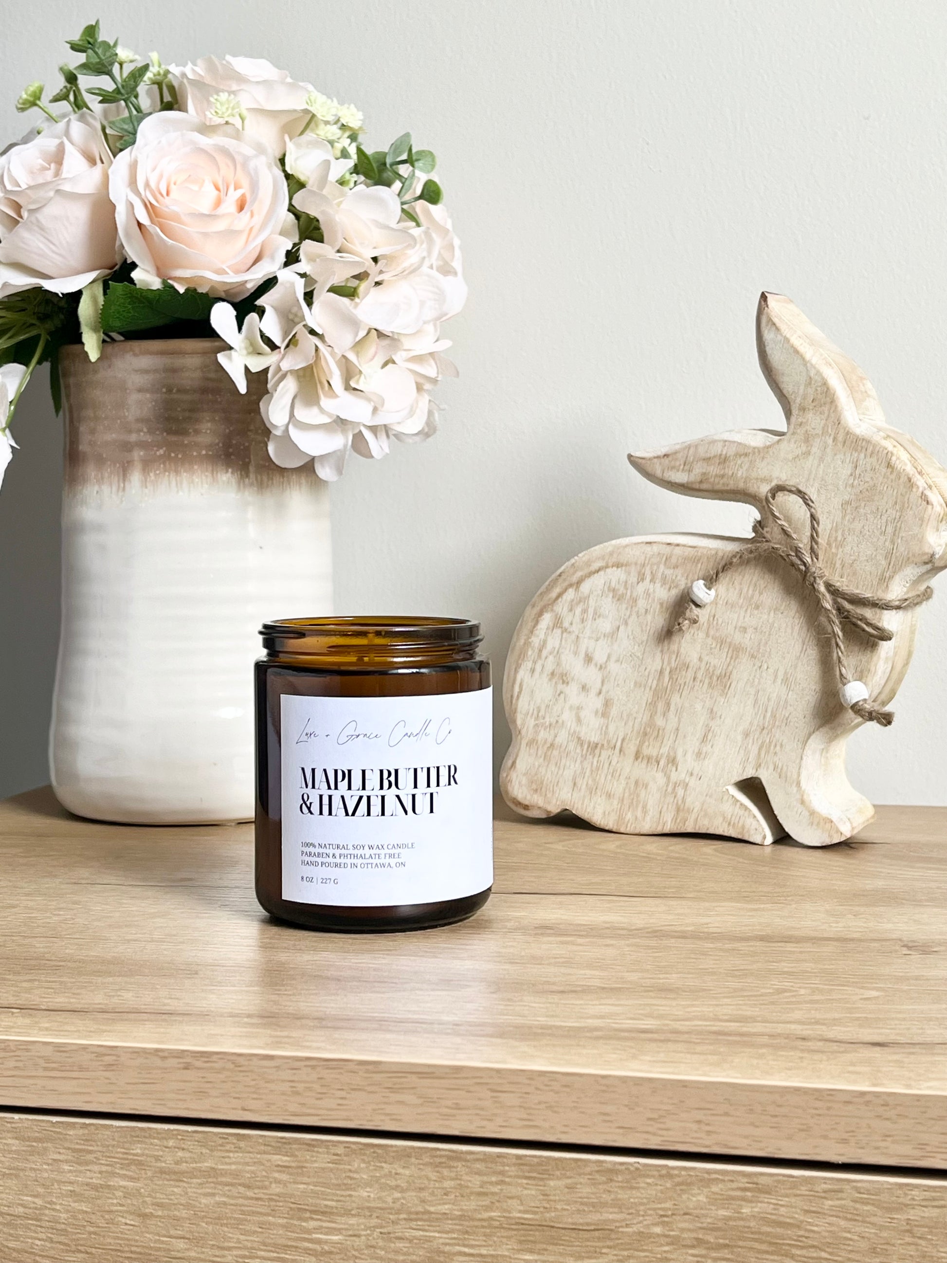maple butter and hazelnut natural soy wax candle